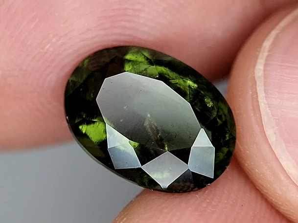 3.66 Carat Natural Faceted Moldavite Gemstone – Rare Green Crystal
